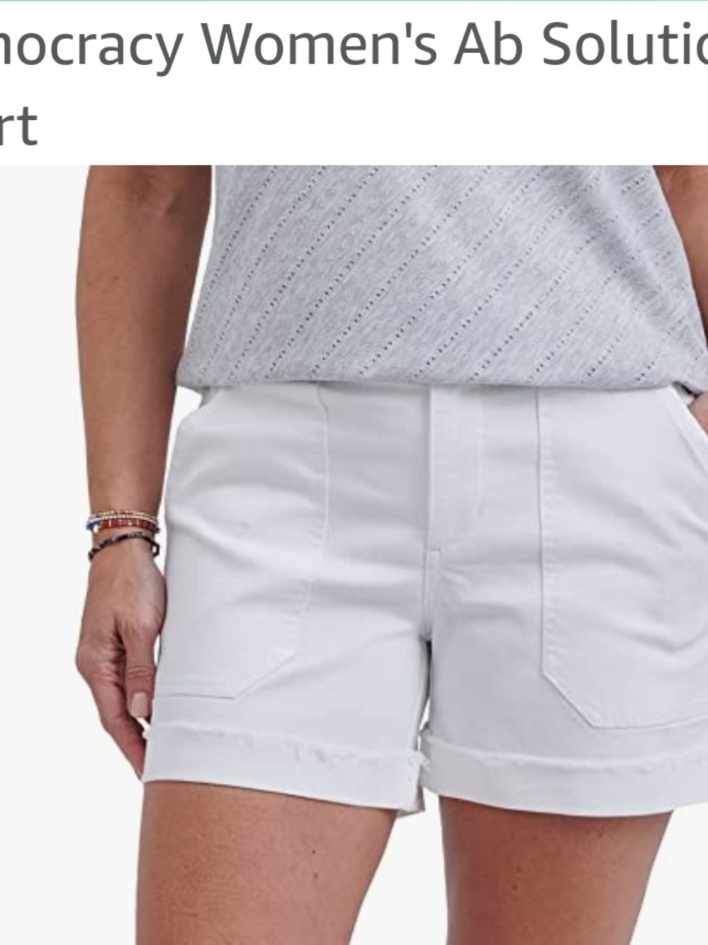Democracy Women's Ab Solutions White Pull-On Casual Bermuda Shorts